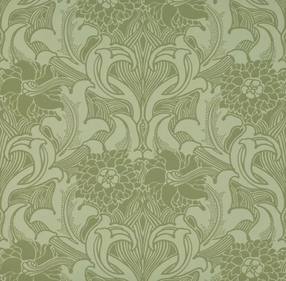 Dahlia Scroll - Pea Green