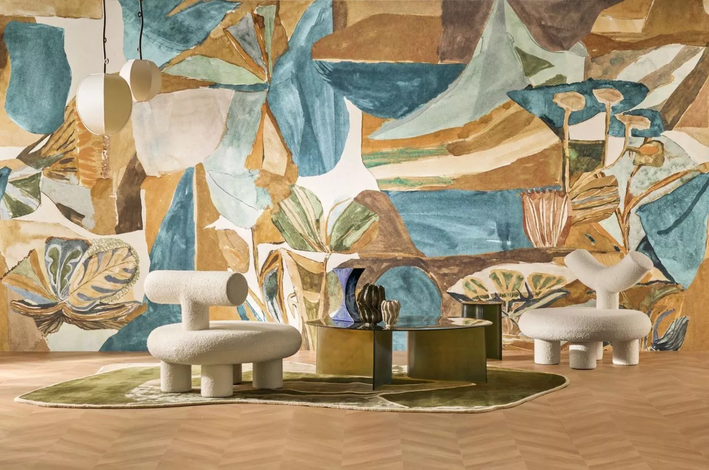 Jardin dansé 71590406 Bleu persan ambre