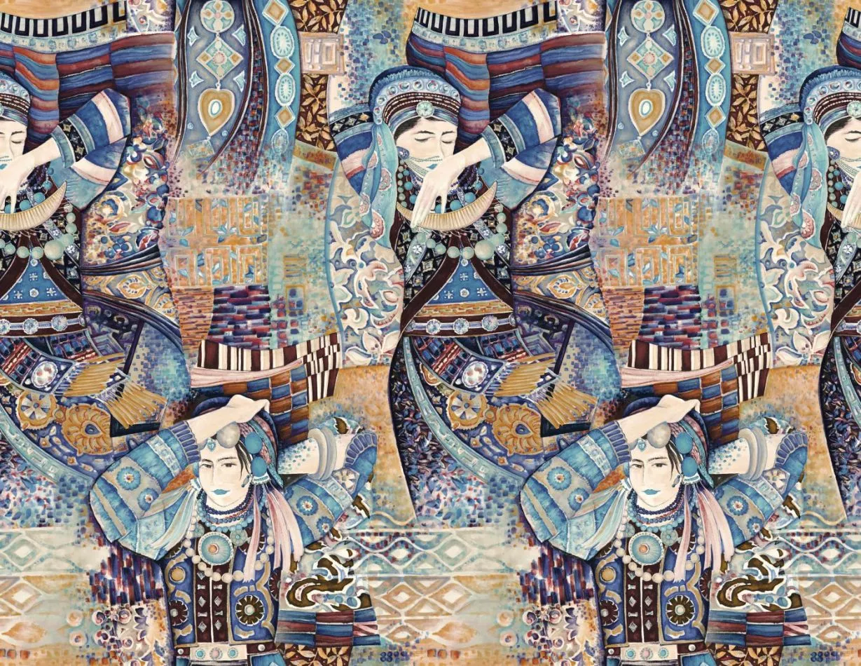 Decors Odisha Dance 97642 Indigo Myth