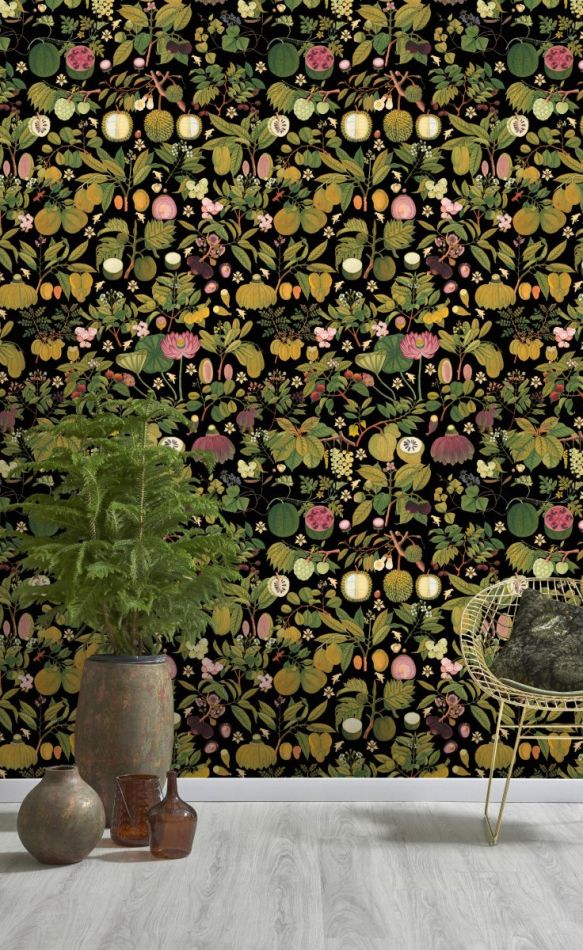 Preview: ASIAN FRUITS AND FLOWERS Anthracite WP20314