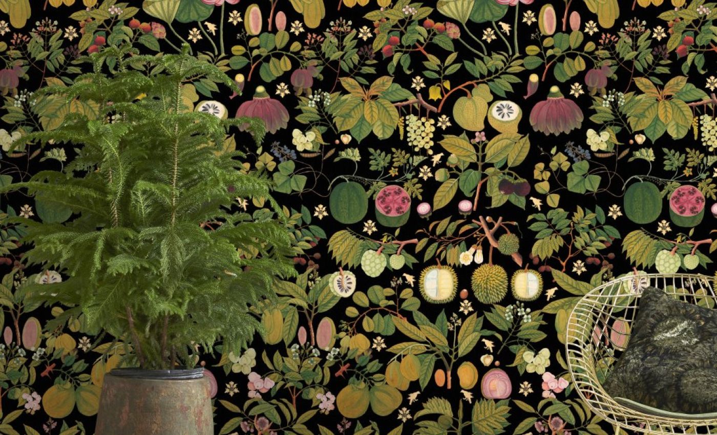 Preview: ASIAN FRUITS AND FLOWERS Anthracite WP20314