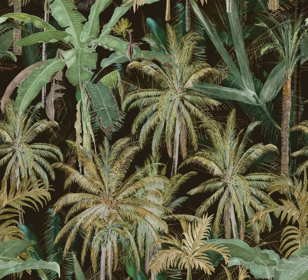 THE JUNGLE Anthracite Wallpaper WP20523