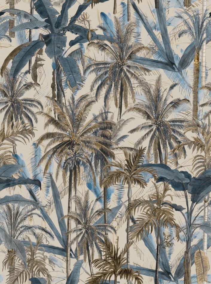 Preview: THE JUNGLE Smoke Blue Wallpaper WP20524
