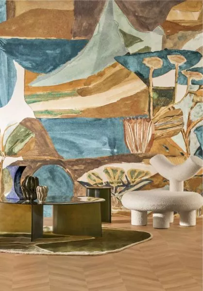 Jardin dansé 71590406 Bleu persan ambre