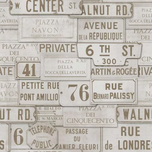 Vintage Signs Taupe WP20036