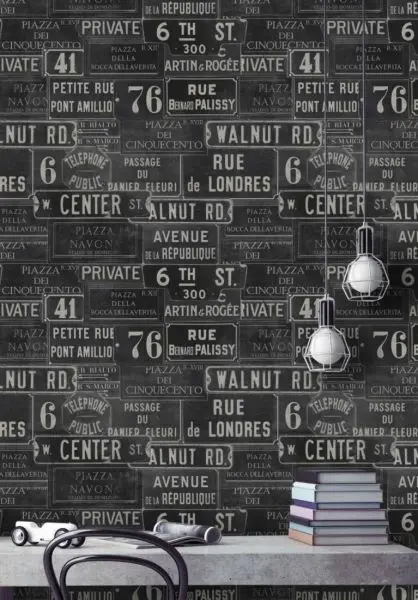 Vintage Signs Anthracite WP20037