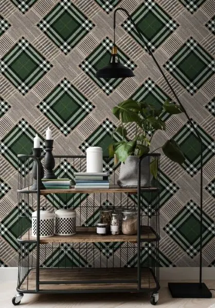 CHECKERED PATCHWORK British Green WP20389