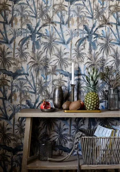 THE JUNGLE Smoke Blue Wallpaper WP20524